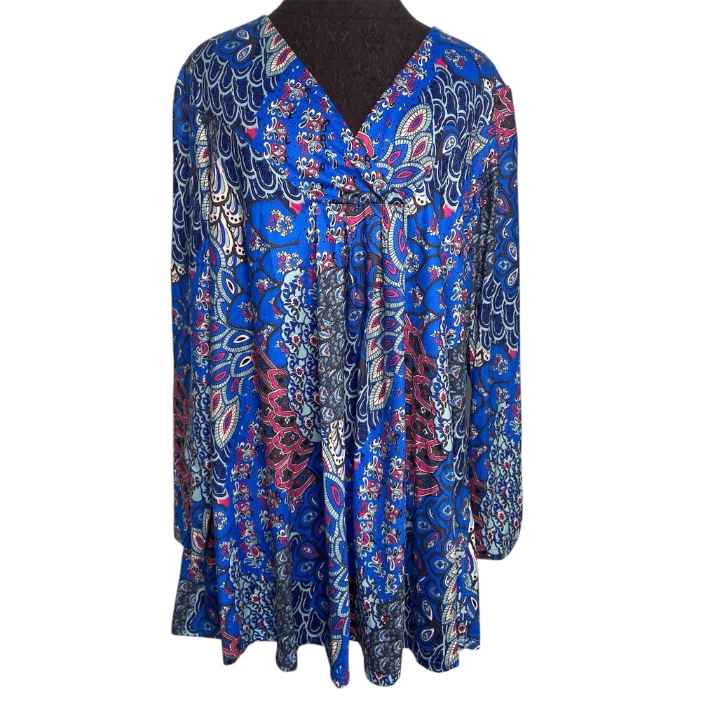 Amzplus Colorful Plus Size Tunic Blouse